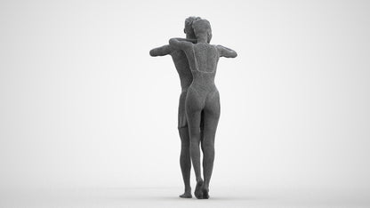 3D scanned man pool, photorealistic archviz people for Enscape and SketchUp, wireframe front view