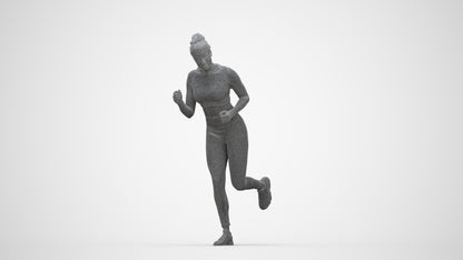 3D human model woman sport, photogrammetry scanned person for archviz, wireframe back view