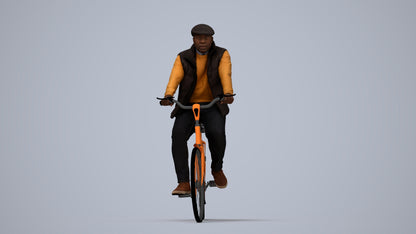 3D people model man casual cycling, scanned human for 3ds Max rendering, top-down view render