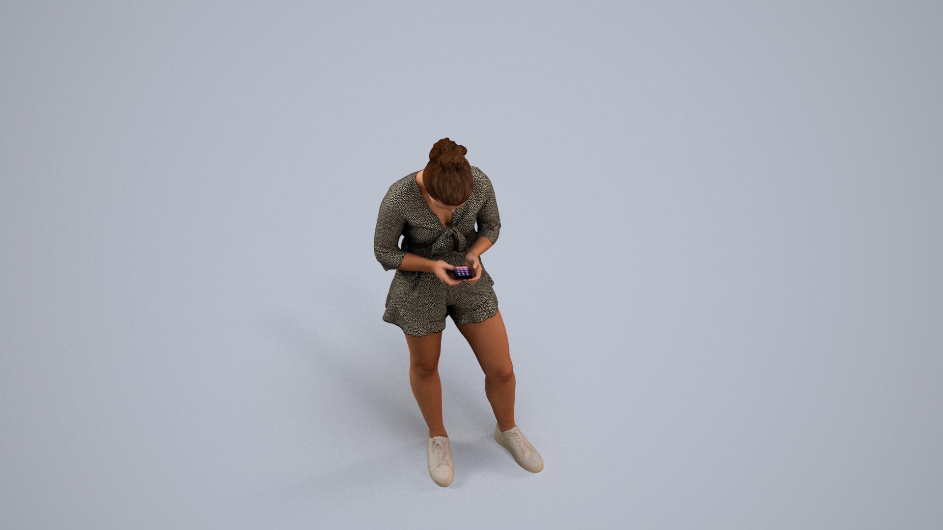 realistic 3D human girl casual kids, archviz people FBX OBJ for Blender, back view render