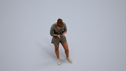 realistic 3D human girl casual kids, archviz people FBX OBJ for Blender, back view render