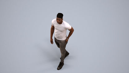 scanned 3D man casual walking, photogrammetry people for Enscape and V-Ray, back view render