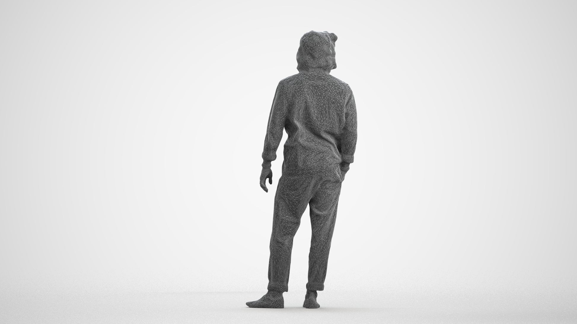 photogrammetry 3D man casual formalaffairs, realistic human model archviz FBX, wireframe front view