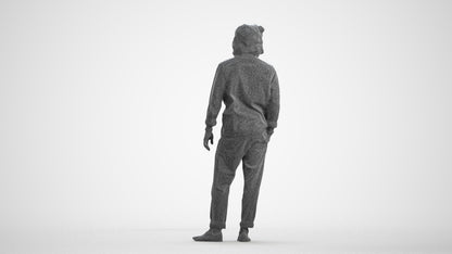 photogrammetry 3D man casual formalaffairs, realistic human model archviz FBX, wireframe front view