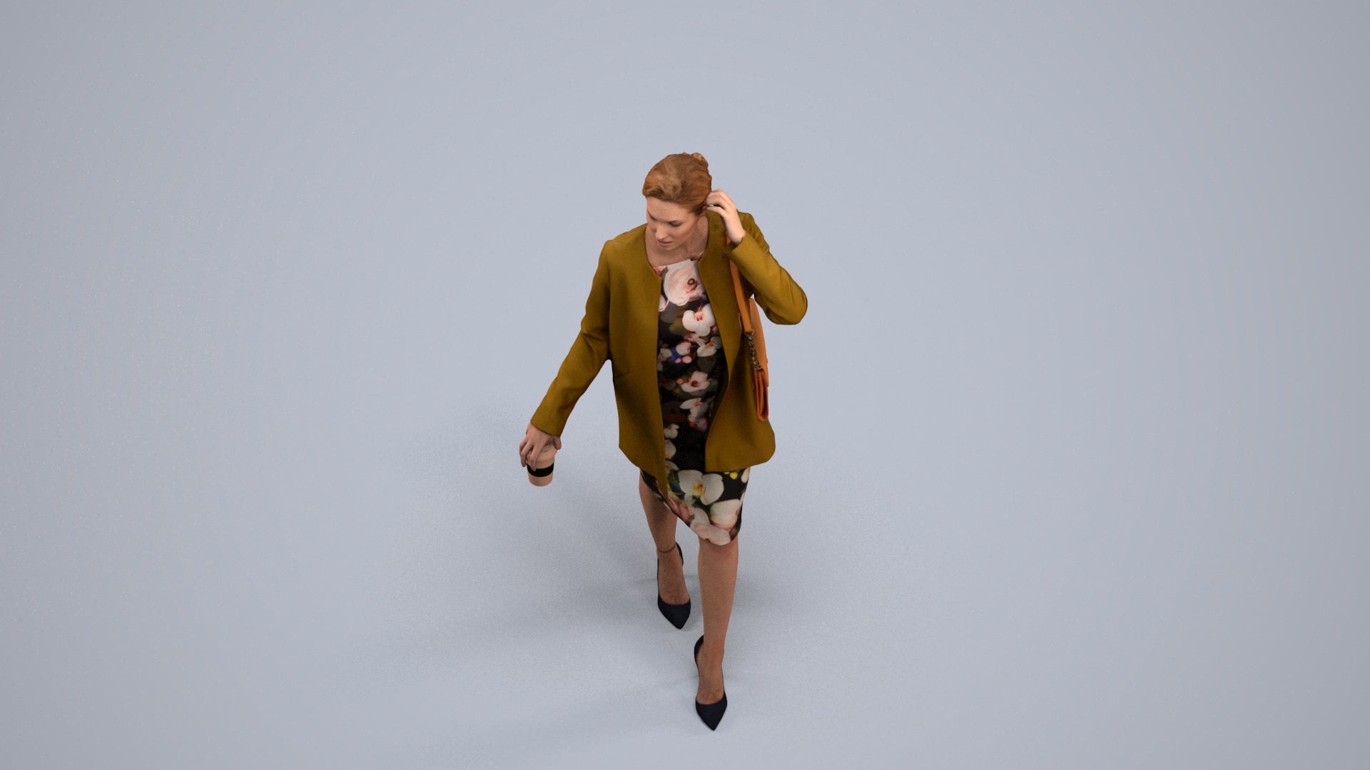 realistic 3D people woman casual couple, render-ready for V-Ray and Corona, FBX OBJ, back view render