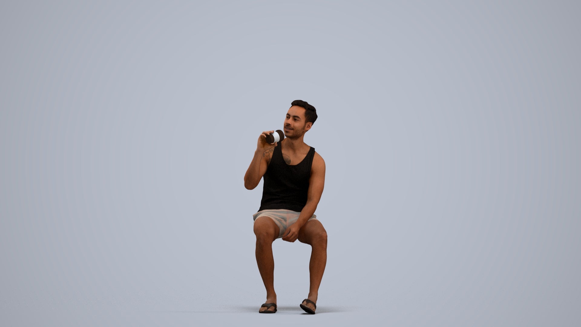 scanned 3D man casual sitting, photogrammetry people for Enscape and V-Ray, standing pose render