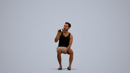 scanned 3D man casual sitting, photogrammetry people for Enscape and V-Ray, standing pose render