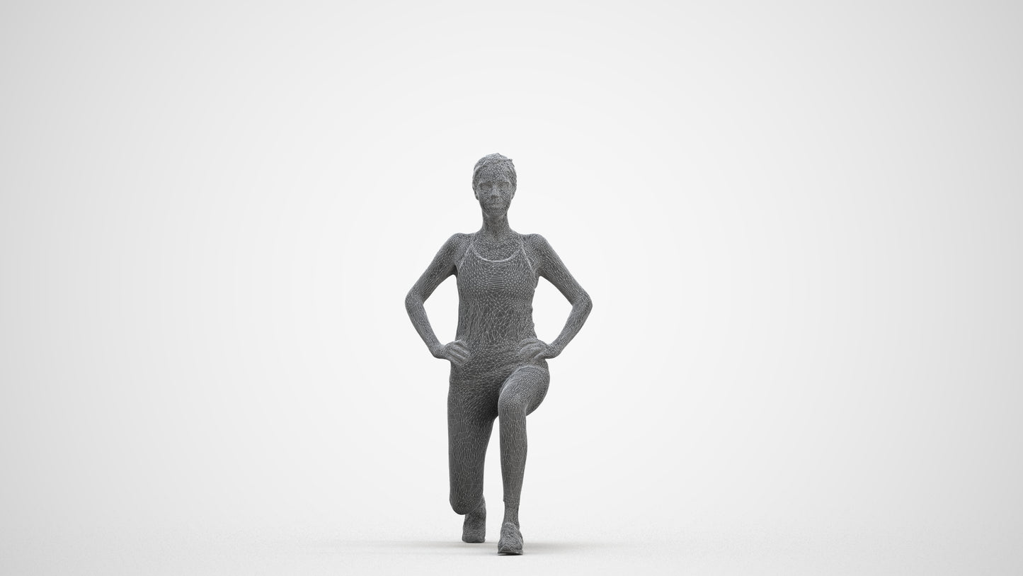 realistic 3D people woman sport, render-ready for V-Ray and Corona, FBX OBJ, three-quarter front view render