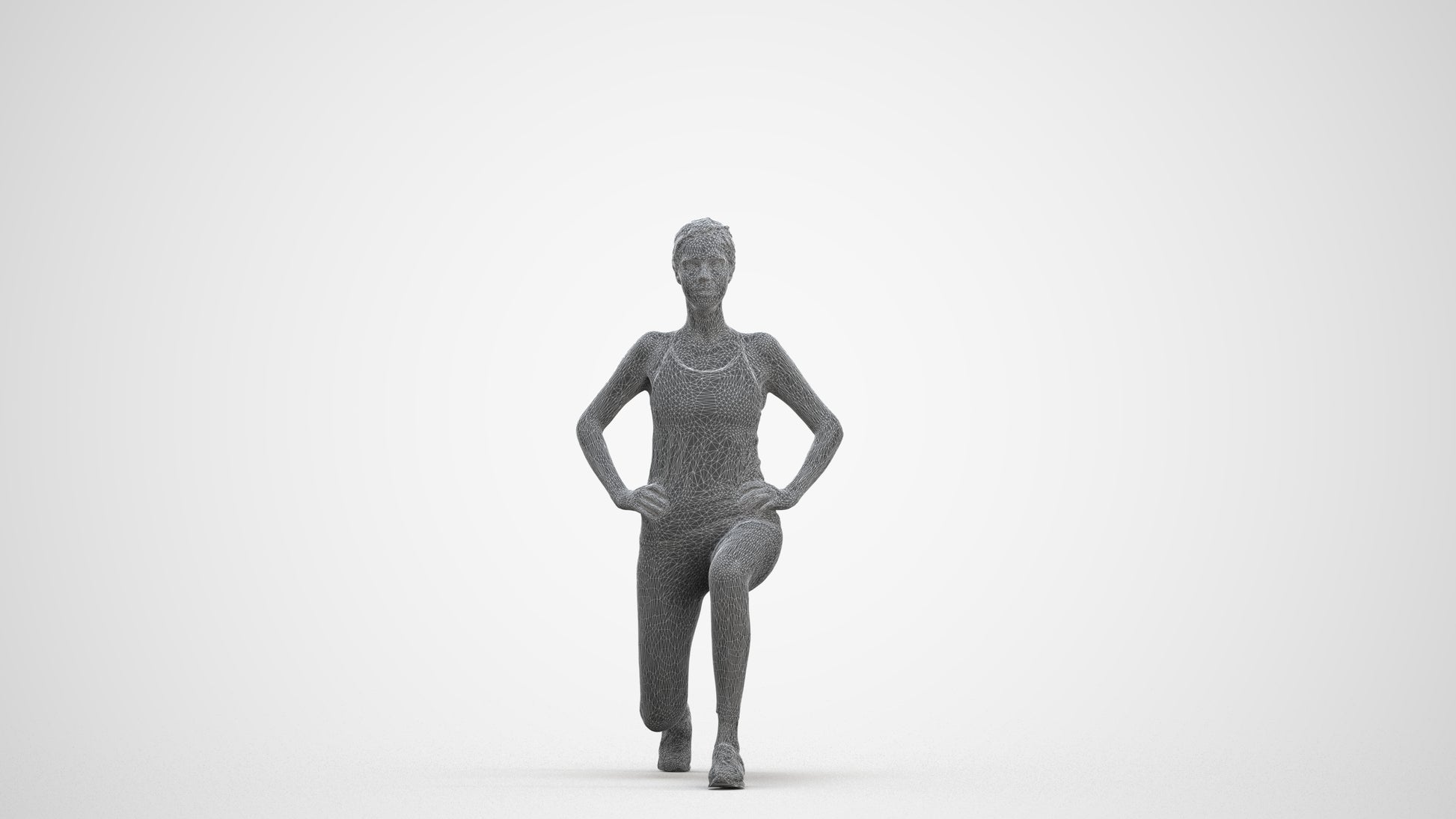 realistic 3D people woman sport, render-ready for V-Ray and Corona, FBX OBJ, three-quarter front view render
