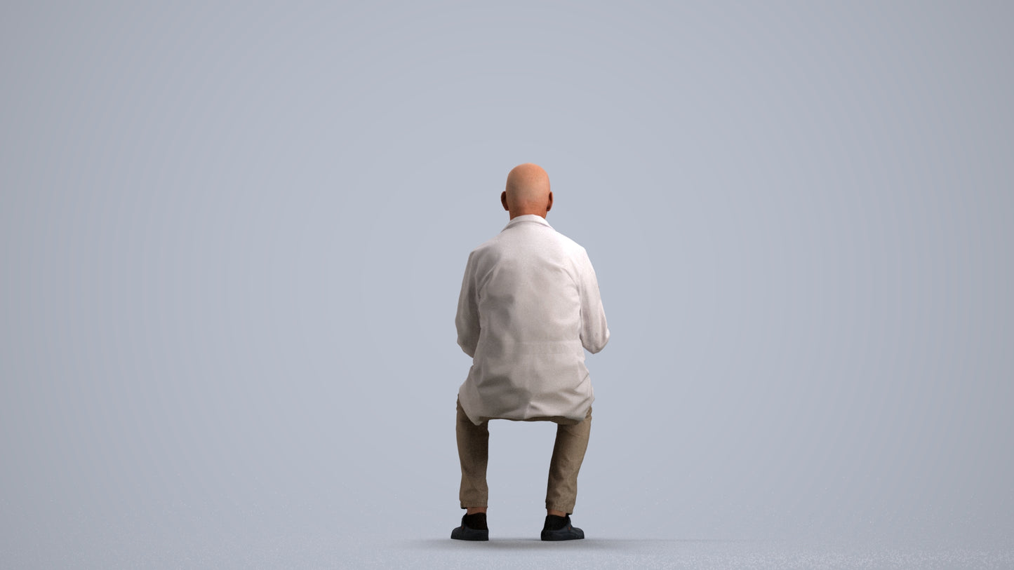 photogrammetry 3D senior man medical, realistic human model archviz FBX, front view render