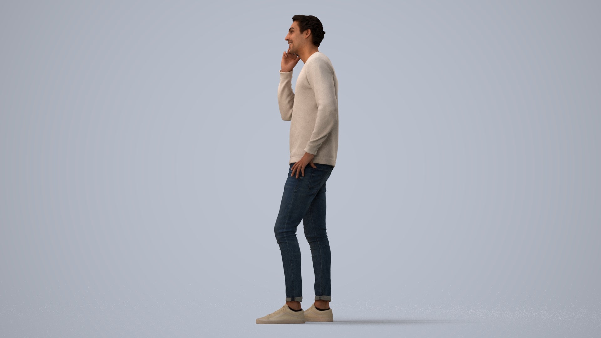 realistic 3D people man casual standing, render-ready for V-Ray and Corona, FBX OBJ, three-quarter view render